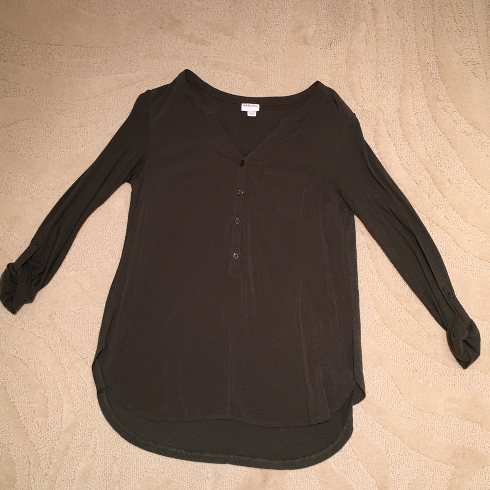 Dark Green 1/4 Button Up Top